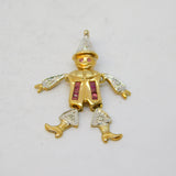 9ct Yellow Gold, Ruby & Diamond Articulated Clown Pendant Vintage c1990