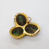Victorian 18ct Gold Egyptian Revival Scarab Beetle Trefoil Brooch Antique c1850s