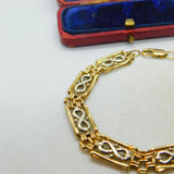 9ct Yellow & White Gold Woven Form Bracelet Vintage c1990 Birmingham 7.5" Length