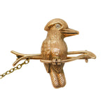 Victorian 9ct Rose Gold & Diamond Woodpecker Brooch Pin Antique c1890s