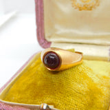 Victorian 9ct Rose Gold & Cabochon Cut Garnet Signet Ring c1880 Antique