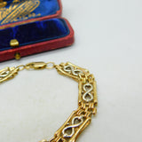 9ct Yellow & White Gold Woven Form Bracelet Vintage c1990 Birmingham 7.5" Length