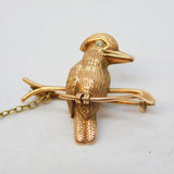 Victorian 9ct Rose Gold & Diamond Woodpecker Brooch Pin Antique c1890s