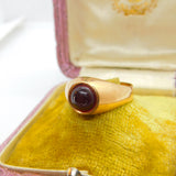 Victorian 9ct Rose Gold & Cabochon Cut Garnet Signet Ring c1880 Antique