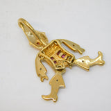 9ct Yellow Gold, Ruby & Diamond Articulated Clown Pendant Vintage c1990