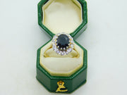 9ct Yellow Gold, 1ct Sapphire & Diamond Engagement Ring Vintage 1986 Birmingham