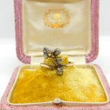 Victorian 18ct Gold & Old Mine Cut Diamond Floral Band Ring Antique c1860