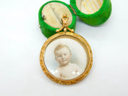 Edwardian 9ct Gold Large Double Locket Pendant with Pictures Antique c1910
