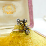 Victorian 18ct Gold & Old Mine Cut Diamond Floral Band Ring Antique c1860