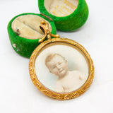 Edwardian 9ct Gold Large Double Locket Pendant with Pictures Antique c1910
