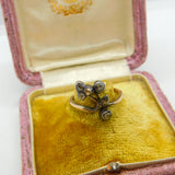 Victorian 18ct Gold & Old Mine Cut Diamond Floral Band Ring Antique c1860