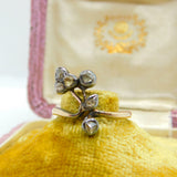 Victorian 18ct Gold & Old Mine Cut Diamond Floral Band Ring Antique c1860