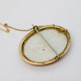 Victorian 9ct Gold Mounted Painted Regency Porcelain Brooch Antique c1860