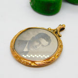 Edwardian 9ct Gold Large Double Locket Pendant with Pictures Antique c1910