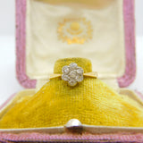 Victorian 18ct Yellow Gold & Diamond Set Daisy Flower Ring c1880 Antique