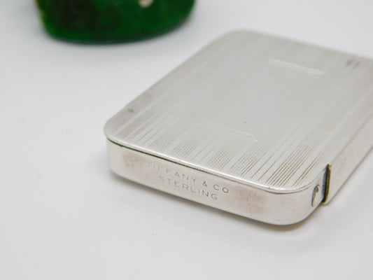 Tiffany & Co. Sterling Silver Engine Turned Patch Box Antique c1930 Art Deco