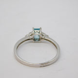 9ct White Gold, Aquamarine & Diamond Engagement Ring Vintage c1990