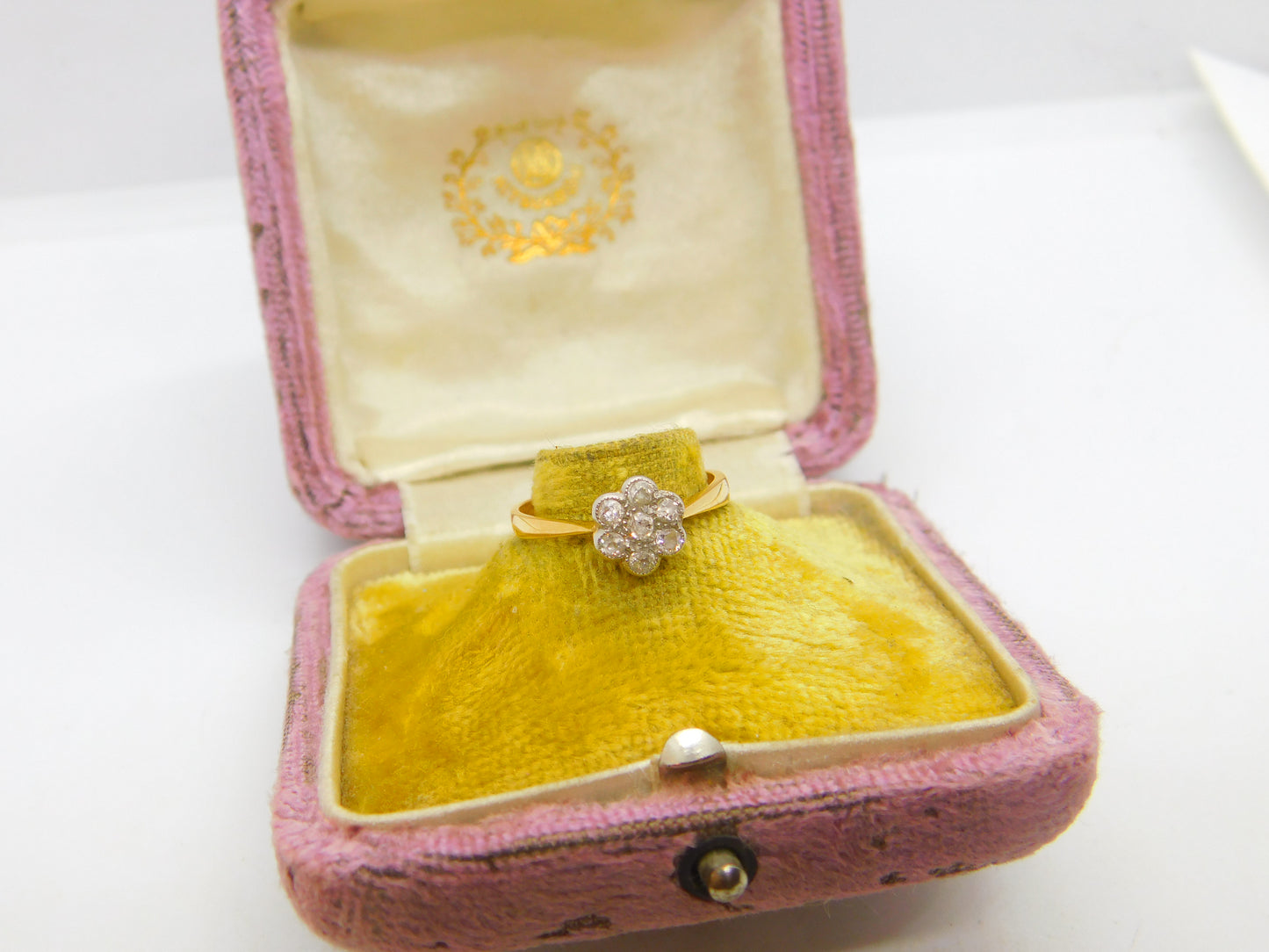 Victorian 18ct Yellow Gold & Diamond Set Daisy Flower Ring c1880 Antique