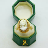 Victorian 9ct Gold Carved High Relief Cameo Signet Ring Antique c1900