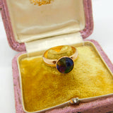9ct Yellow Gold & Rainbow Glass Band Ring Antique 1937 Birmingham Art Deco