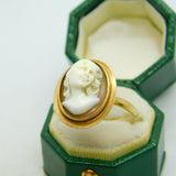 Victorian 9ct Gold Carved High Relief Cameo Signet Ring Antique c1900