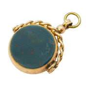 Victorian 9ct Gold, Bloodstone & Carnelian Spinner Fob Antique 1899 Chester