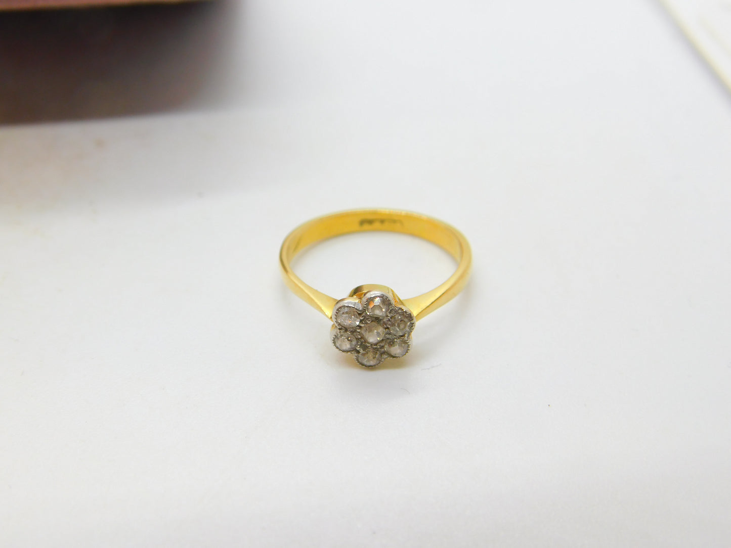 Victorian 18ct Yellow Gold & Diamond Set Daisy Flower Ring c1880 Antique