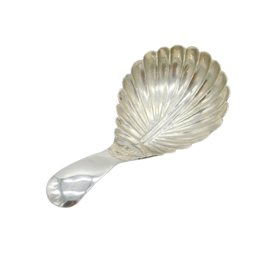 William IV Sterling Silver Leaf Pattern Tea Caddy Spoon Antique 1831 Birmingham