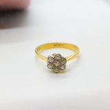 Victorian 18ct Yellow Gold & Diamond Set Daisy Flower Ring c1880 Antique