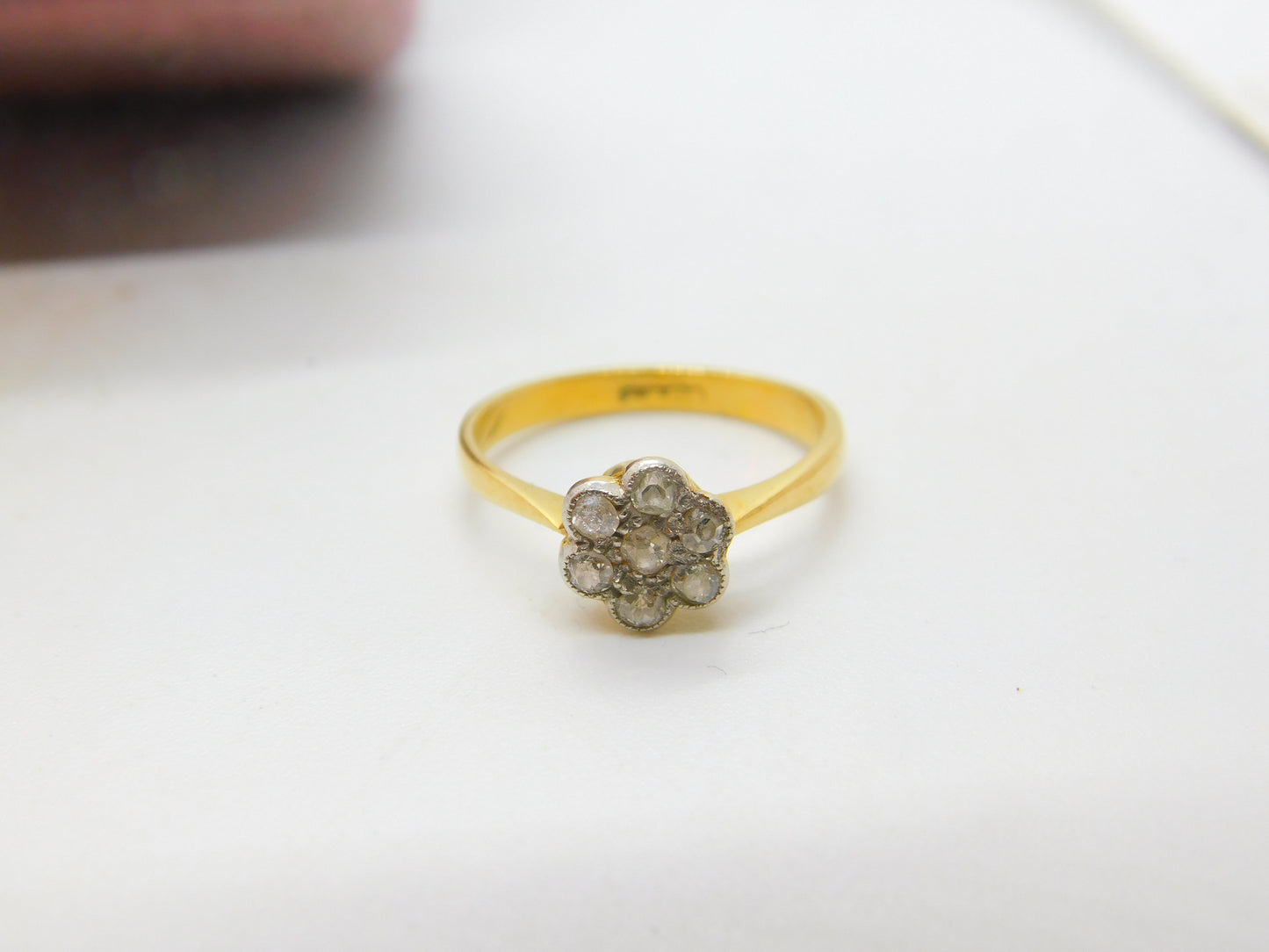 Victorian 18ct Yellow Gold & Diamond Set Daisy Flower Ring c1880 Antique