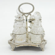 George III Sterling Silver & Cut Glass Cruet Set Antique 1820 London