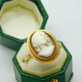 Victorian 9ct Gold Carved High Relief Cameo Signet Ring Antique c1900