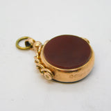 Victorian 9ct Gold, Bloodstone & Carnelian Spinner Fob Antique 1899 Chester
