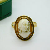 Victorian 9ct Gold Carved High Relief Cameo Signet Ring Antique c1900