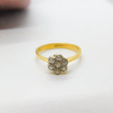 Victorian 18ct Yellow Gold & Diamond Set Daisy Flower Ring c1880 Antique