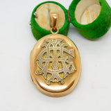Victorian Large Pinchbeck Monogram Double Locket Pendant Antique c1860