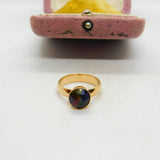 9ct Yellow Gold & Rainbow Glass Band Ring Antique 1937 Birmingham Art Deco