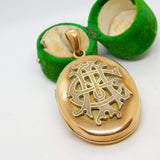 Victorian Large Pinchbeck Monogram Double Locket Pendant Antique c1860