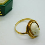 Victorian 9ct Gold Carved High Relief Cameo Signet Ring Antique c1900