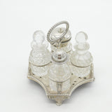 George III Sterling Silver & Cut Glass Cruet Set Antique 1820 London