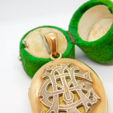 Victorian Large Pinchbeck Monogram Double Locket Pendant Antique c1860