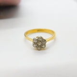 Victorian 18ct Yellow Gold & Diamond Set Daisy Flower Ring c1880 Antique