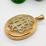 Victorian Large Pinchbeck Monogram Double Locket Pendant Antique c1860