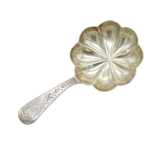 George III Sterling Silver Floral Pattern Tea Caddy Spoon Antique 1812 London