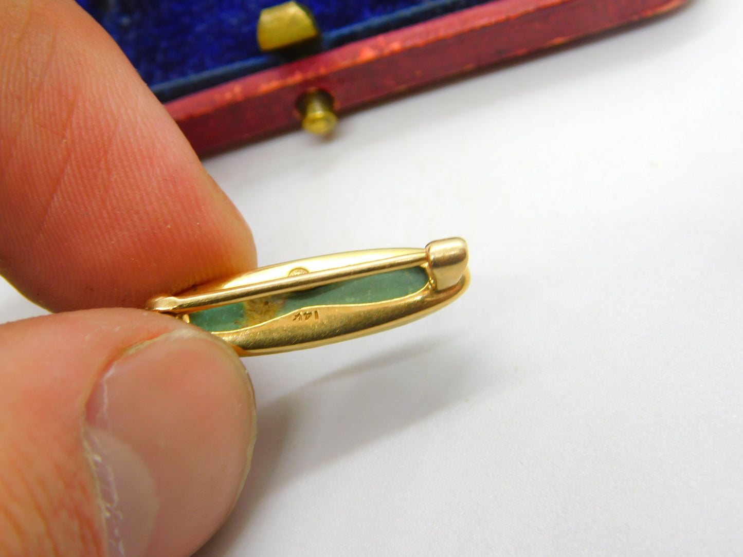 Boulder Opal in 14ct Yellow Gold Brooch Pin Antique Edwardian c1910