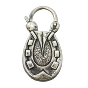 Sterling Silver Lucky Horseshoe Carnelian Agate Lock Pendant Antique c1920