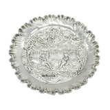Victorian Sterling Silver Cherub & Dog Pattern Ring Dish Antique 1895 Sheffield