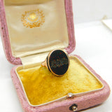 Victorian 9ct Rose Gold & Bloodstone Intaglio Seal Ring Antique c1890