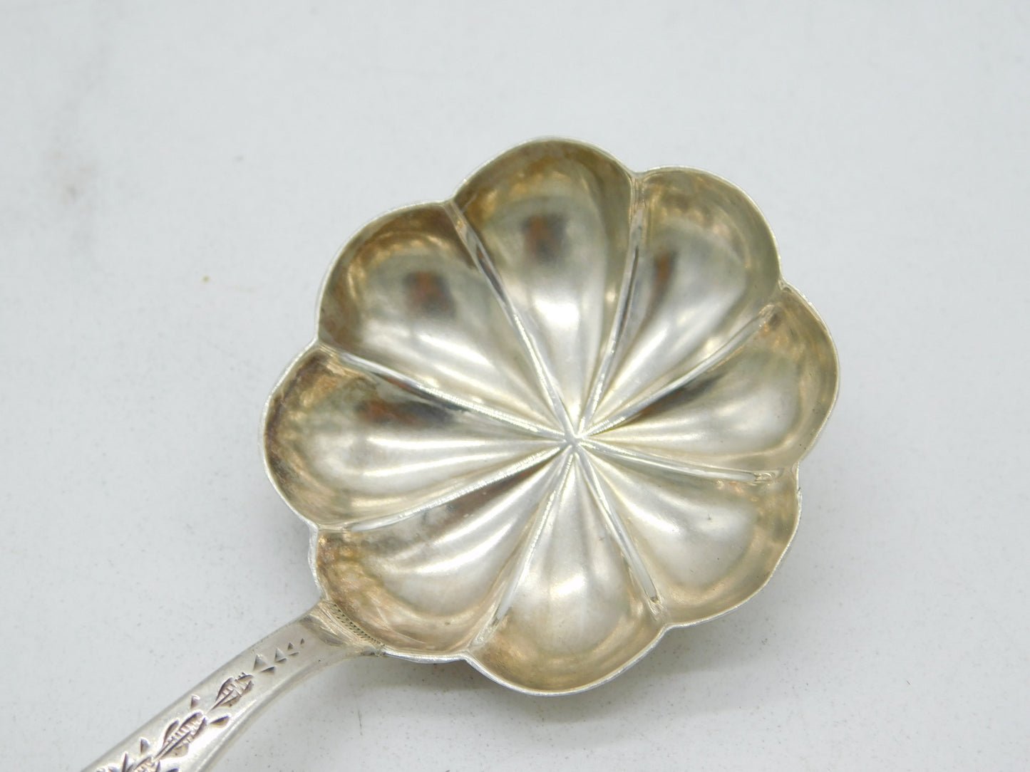George III Sterling Silver Floral Pattern Tea Caddy Spoon Antique 1812 London