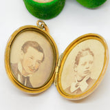 Victorian Large Pinchbeck Monogram Double Locket Pendant Antique c1860